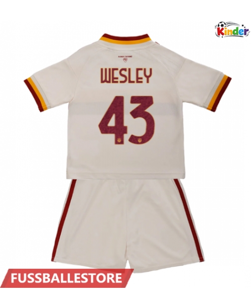 Günstige AS Roma Wesley Franca #43 Auswärts Trikotsatzt Kinder 2026-27 Kurzarm (+ Kurze Hosen)
